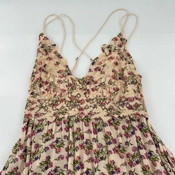 Free People Women's Adella Printed Mini Slip Dress large​​​ - Picture 9 of 15
